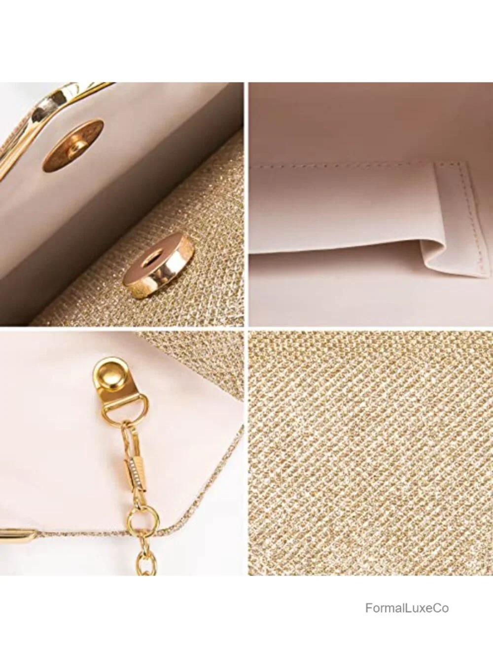 Sparkling Envelope Evening Bag with Detachable Chain Clutch Purse